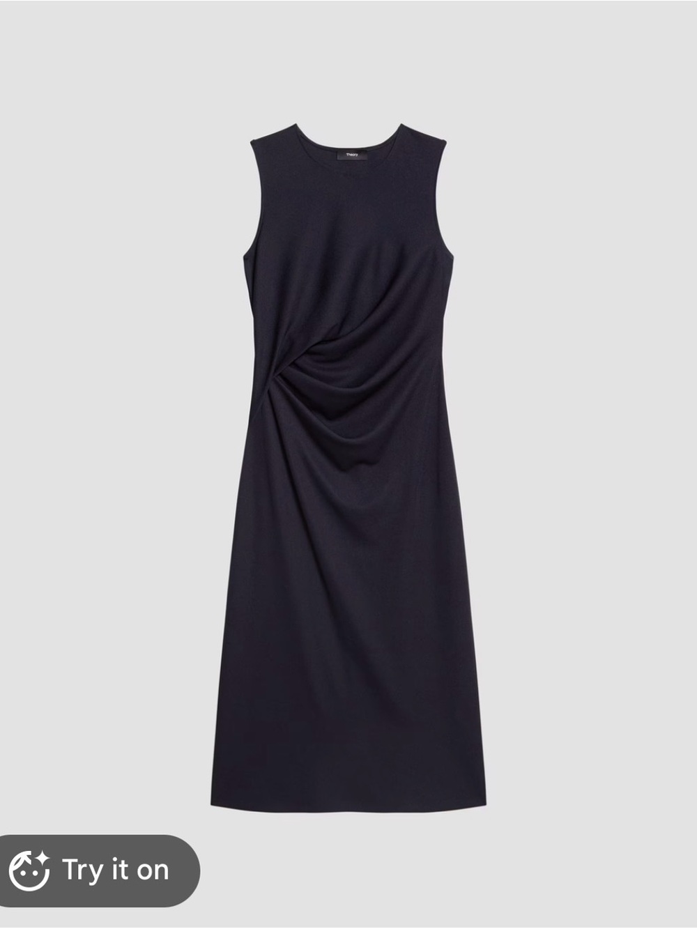 Theory Sleeveless Twist-Front Midi Dress - Black M